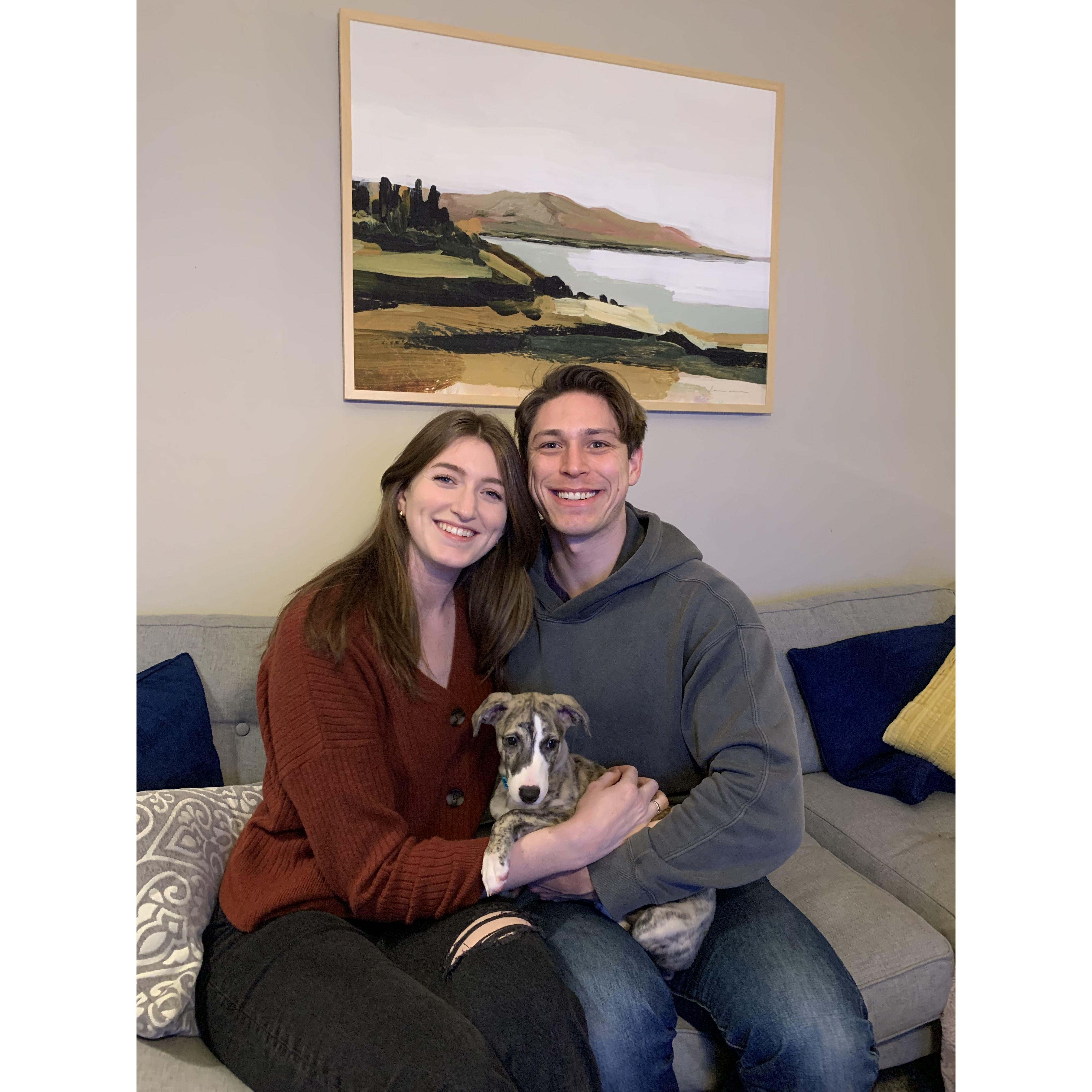 to our first puppy...