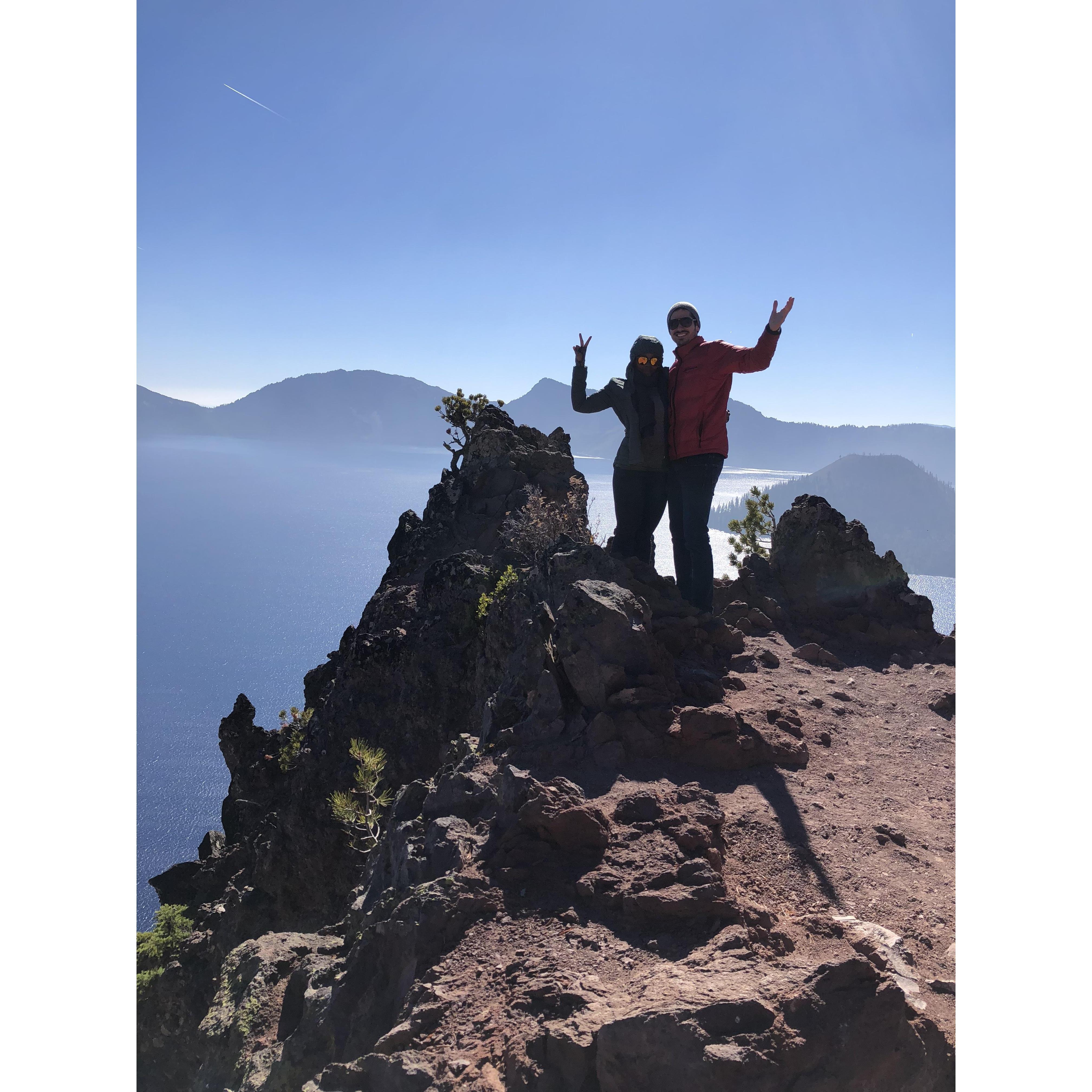 2018- standing on the edge of Crater Lake, moments before he proposed.