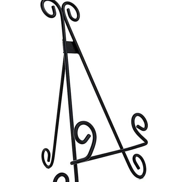 Maypes Heavy Duty Metal Artisan Curved Book Stand, Picture Frame Stand, Plaque Stand, Cook Book Stand, Black