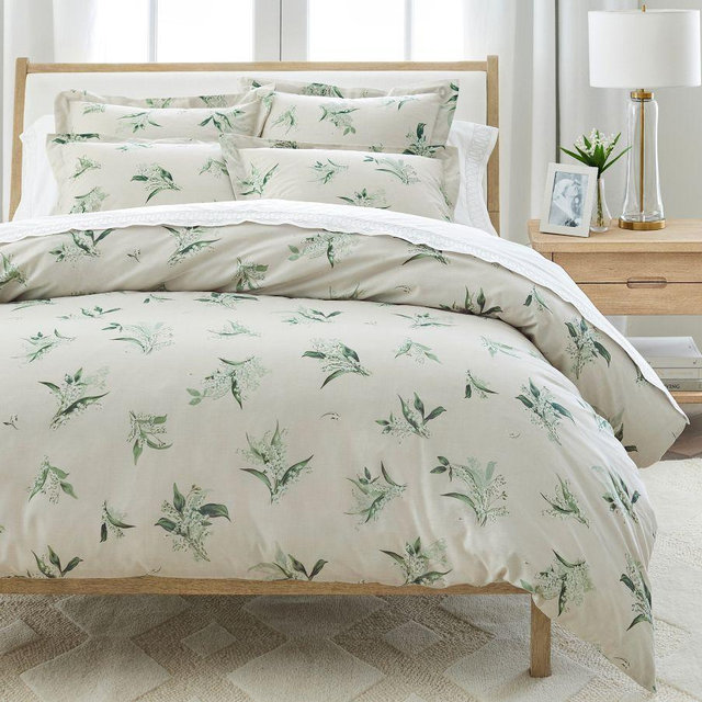 Monique Lhuillier Lily of the Valley Cotton Duvet Cover, King/Cal. King