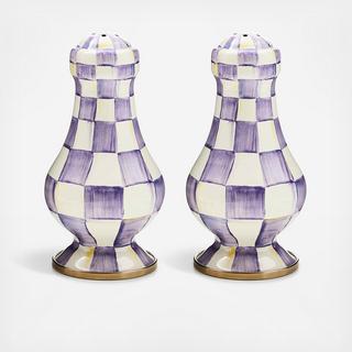 Violet Check Large Salt & Pepper Shaker