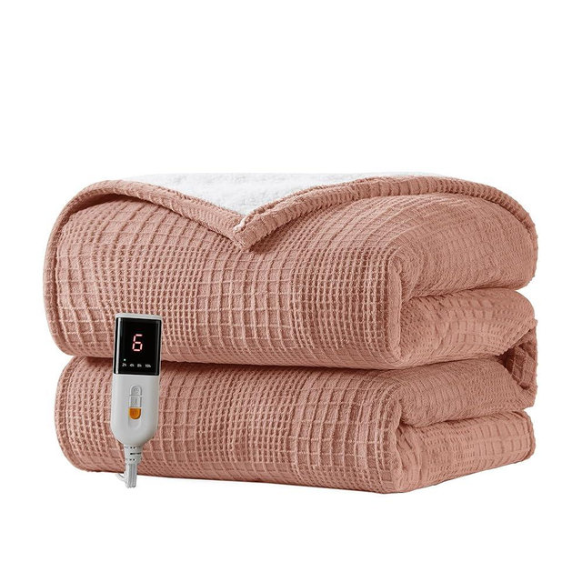 Heated Blanket Electric Blanket Throw 50''X60''-Heating Blanket with 6 Heat Settings-2-10 Hours Auto Off,ETL Certified,Machine Washable (Fog Rose)