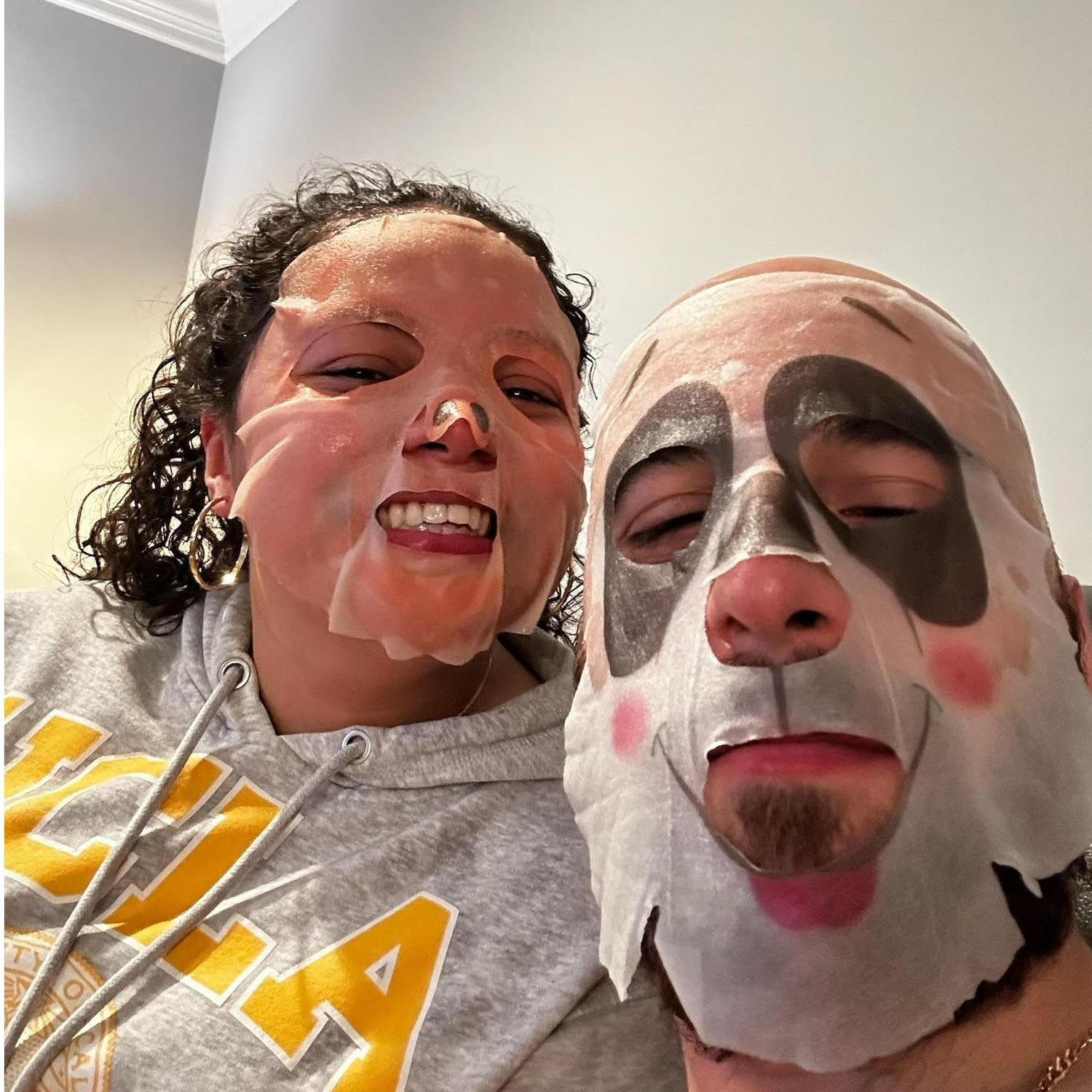 07/15/23 A self care routine is very important! Peter is supposed to look like a panda bear, but looked like a clown instead (Thalia's biggest fear).