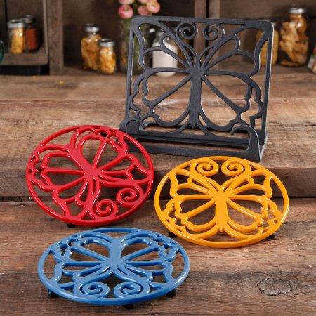 The Pioneer Woman Timeless Beauty 4-Piece Cast Iron Cookbook Holder And Trivet Set