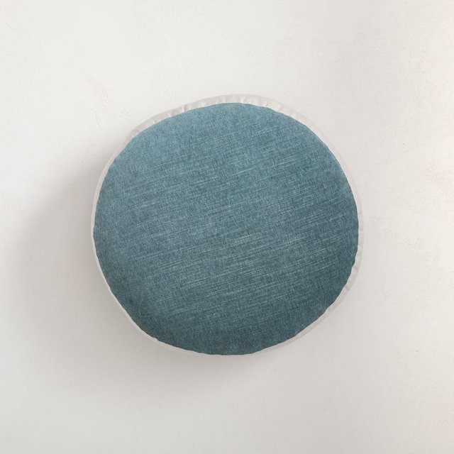 Round Cotton Velvet Gussetted Pillow, 16" Round, Ocean