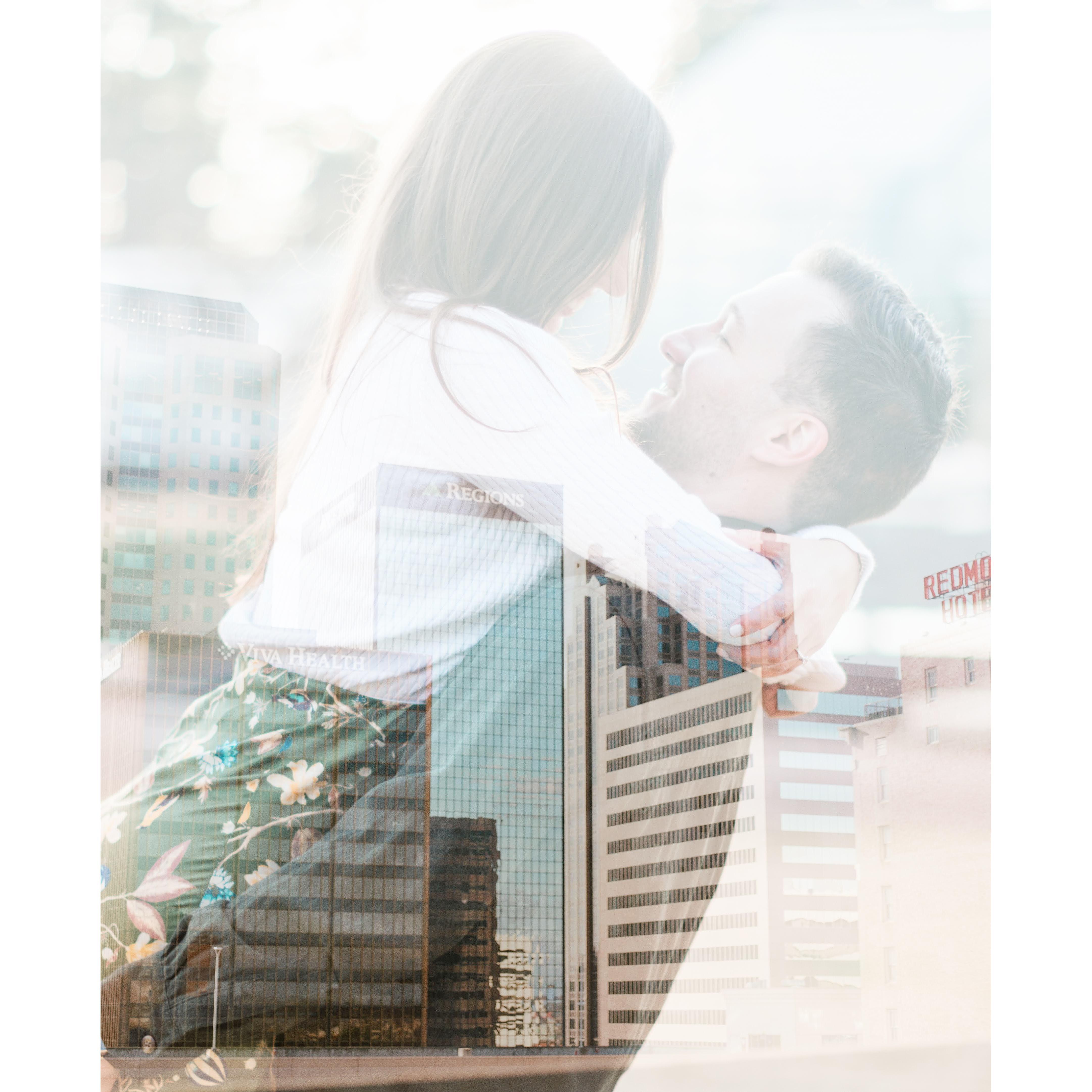 engagement photo taken by Sarah Street, Downtown Birmingham (January 2020)