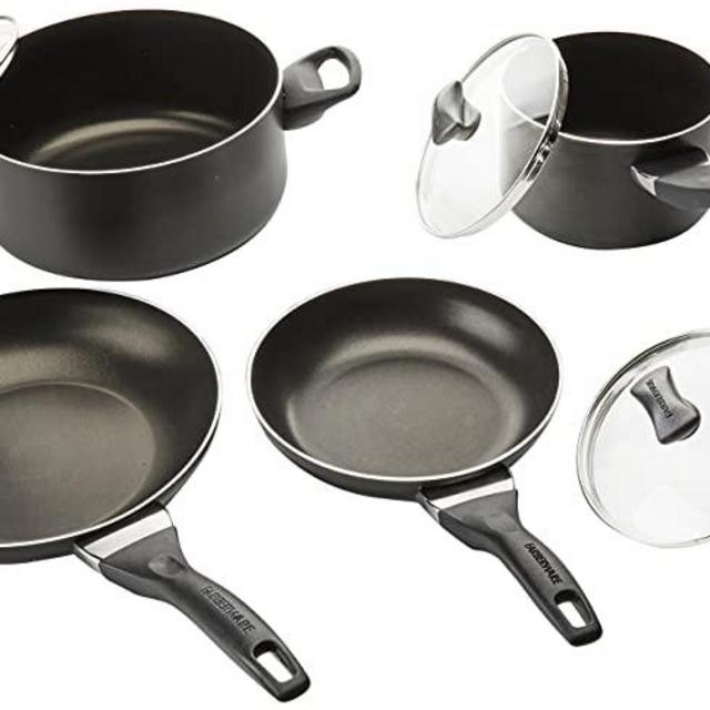 Farberware Dishwasher Safe Nonstick Cookware Pots and Pans Set, 15 Piece, Black
