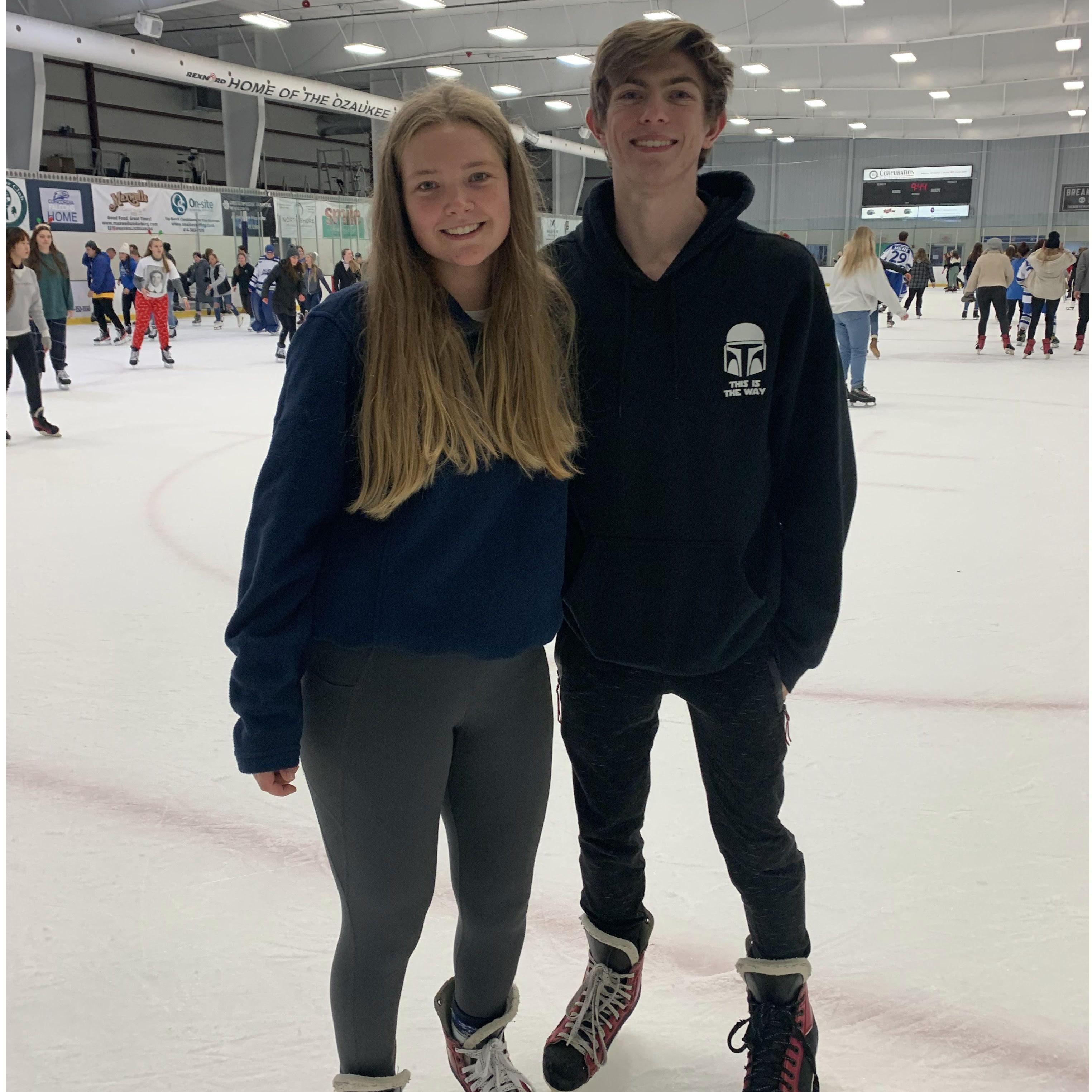 December 2021: Ice skating after a CUW hockey game