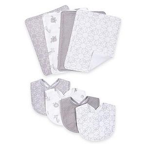 Trend Lab® 8-Piece Circles Bib and Burp Cloth Set in Grey/White