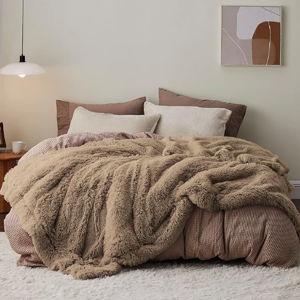 Bedsure Fluffy Brown King Size Blanket for Bed, Thick Soft Sherpa Faux Fur Fleece Bedding