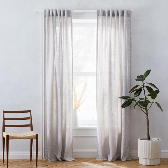 Crossweave Curtain + Blackout Panel, Stone White, 48"X84"