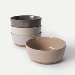 Rimmed & Flat Cereal Bowls - Set of 4 - assorted neutrals