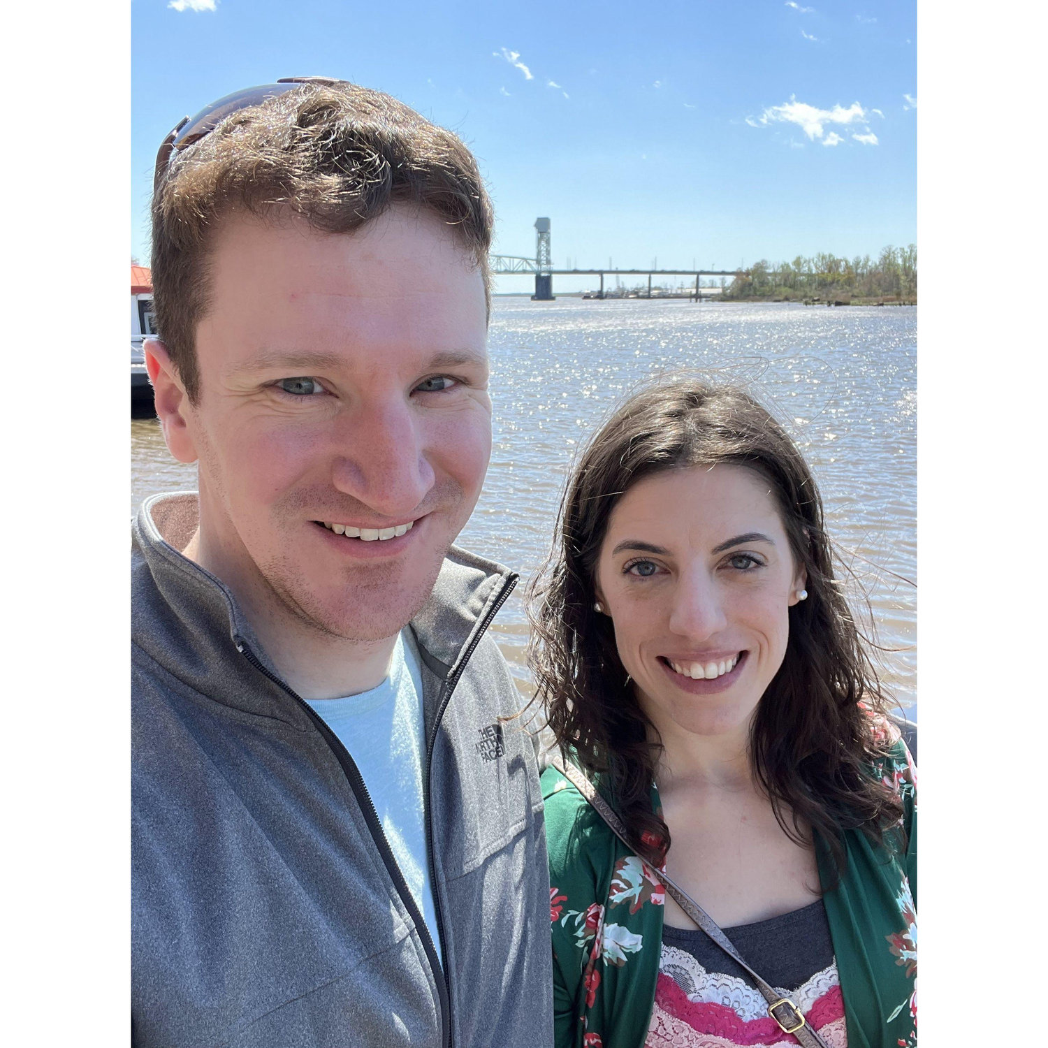 Our first selfie together. Karl proposed 2 years later in the same spot on the Wilmington Riverwalk - March 2022