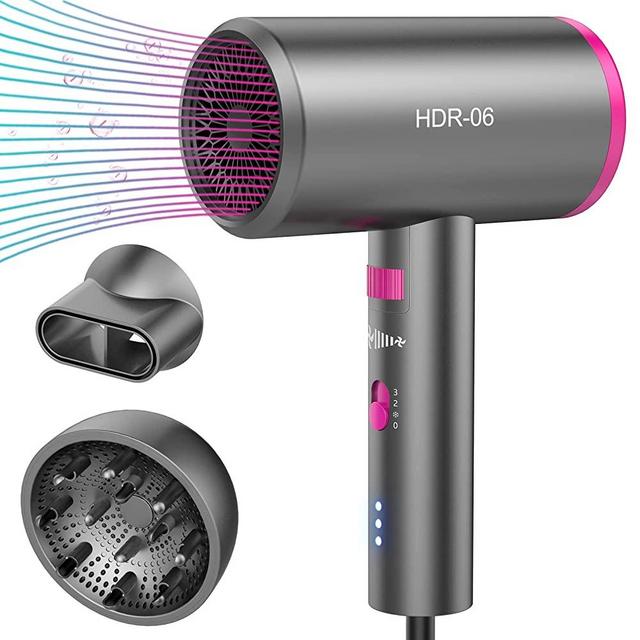 SIYOO Hair Dryer with Diffuser, 1600W Ionic Blow Dryer, Constant Temperature Hair Care Without Hair Damage