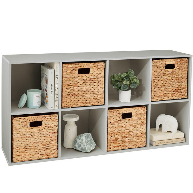 Best Choice Products 8-Cube Bookshelf, 11in Display Storage System, Organizer w/ Removable Back Panels - Gray