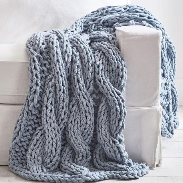 Colossal Handknit Throw, 44 x 56", Chambray
