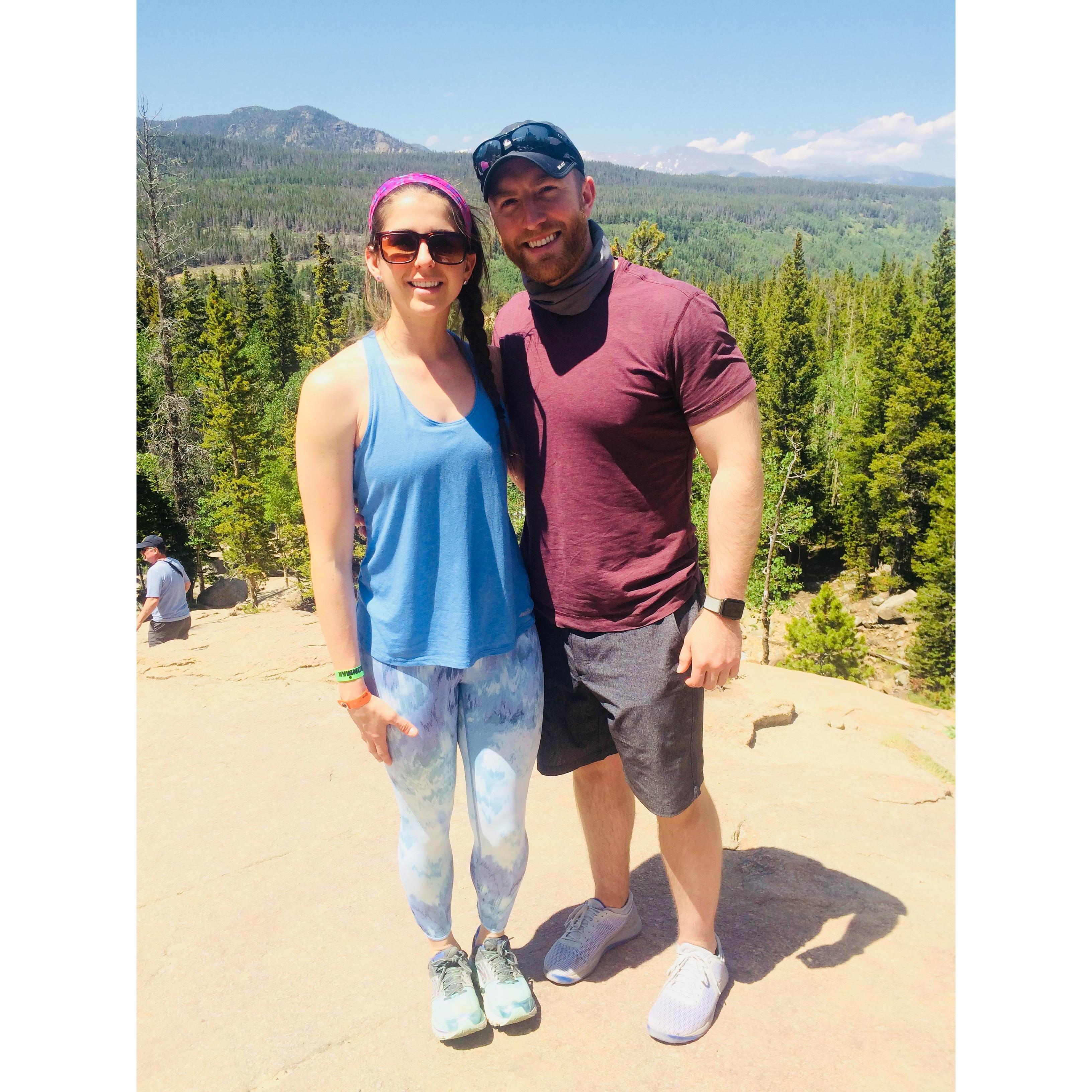 The couple in Rocky Mountain National Park, after Caitlin's Ironman! June 2018.
