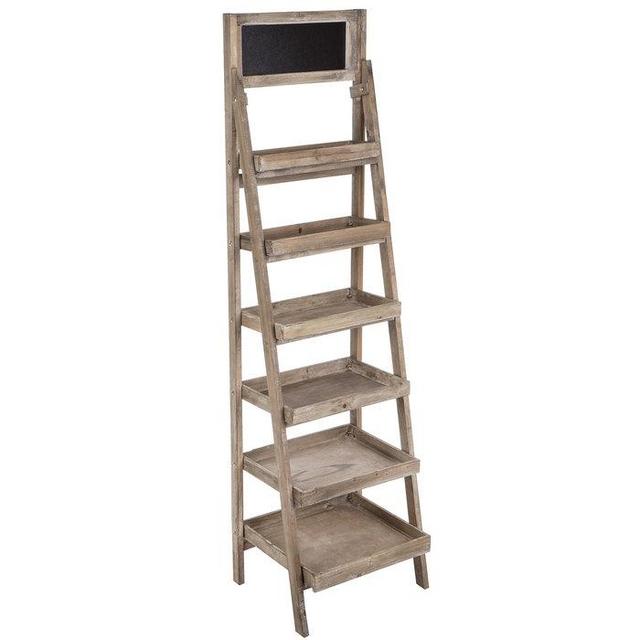 Six-Tiered Tapered Wood Shelf With Chalkboard