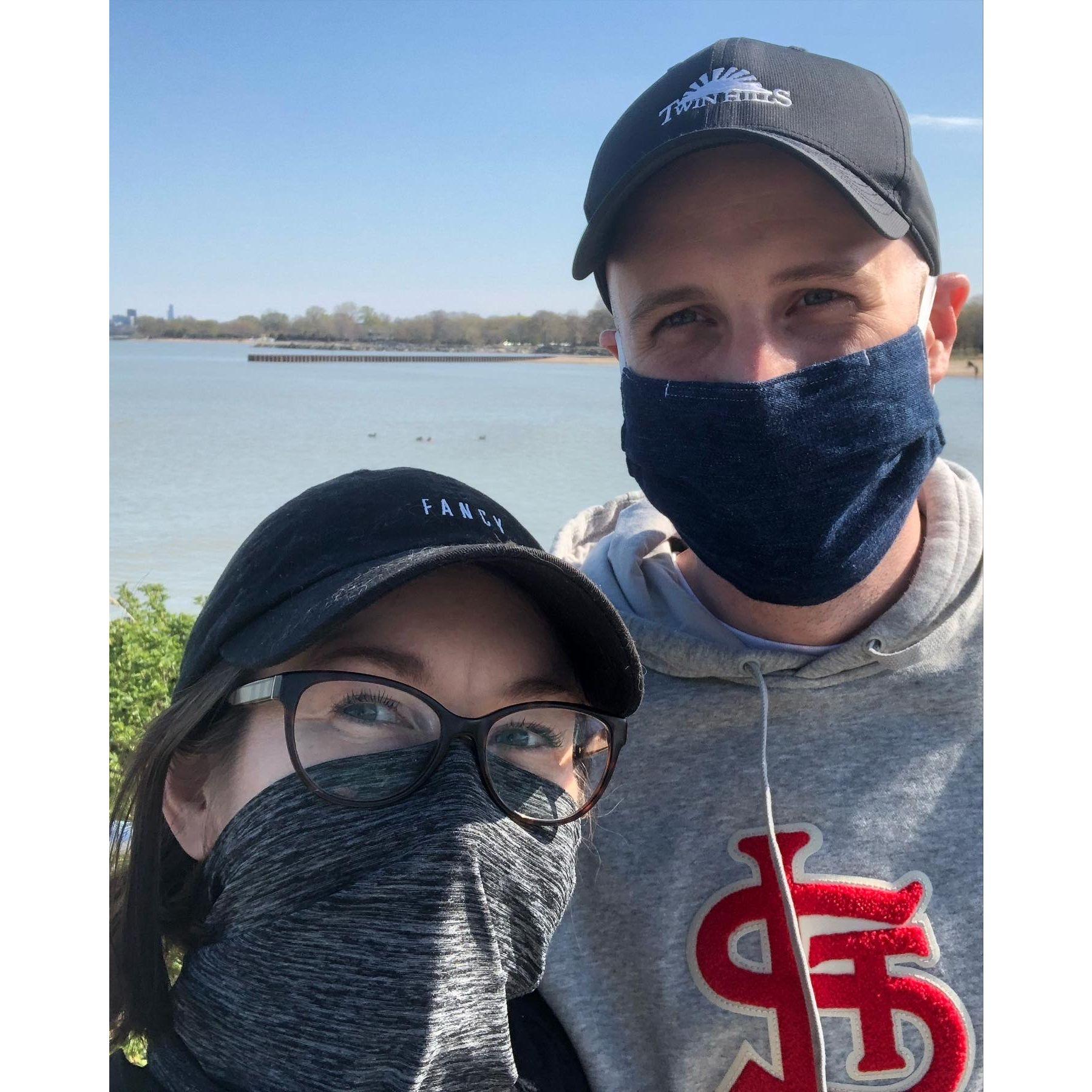 This was the first picture we ever took together. It was soon after lockdown, when we were told to wear masks outside. It was a scary time, but we got through it together.