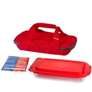 Pyrex Bright Red Portable with 3-Quart Oblong Baker and Hot/Cold Pack