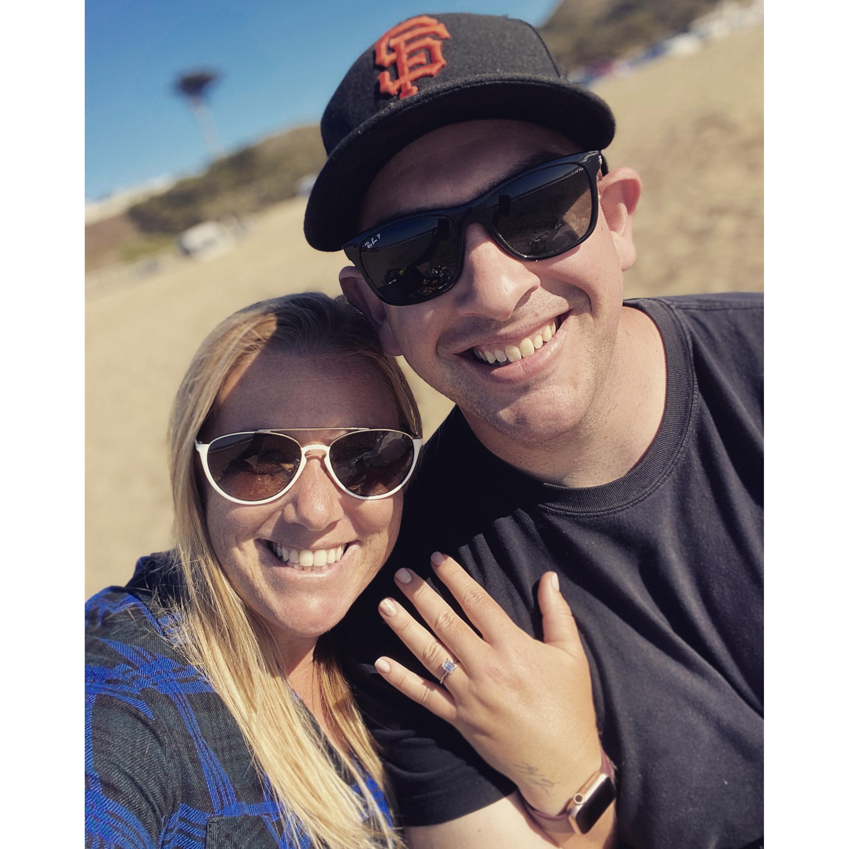 10.15.21 -- Lukas proposed on Dillon Beach while we were enjoying some Oysters and Champagne.