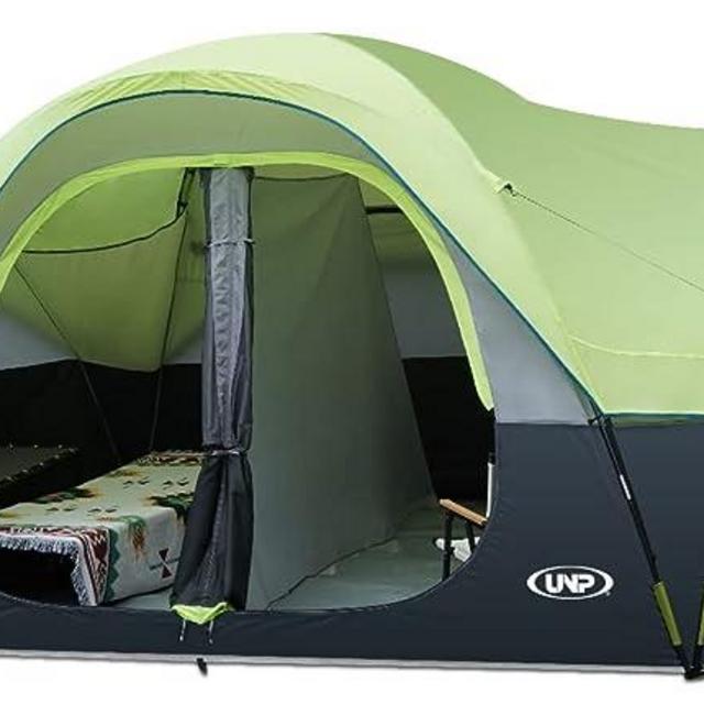 UNP Camping Tent 10-Person-Family Tents, Parties, Music Festival Tent, Big, Easy Up, 5 Large Mesh Windows, Double Layer, 2 Room, Waterproof, Weather Resistant, 18ft x 9ft x78in