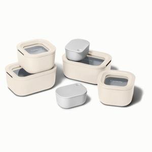 Caraway Glass Food Storage Container Set - Cream