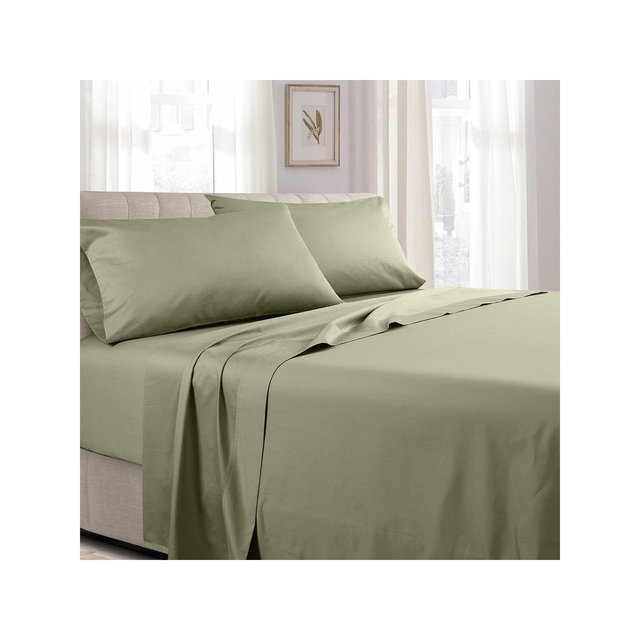 Egyptian Linens Soft Cotton Sateen Sheet Set - Extra Deep Fitted Sage Queen