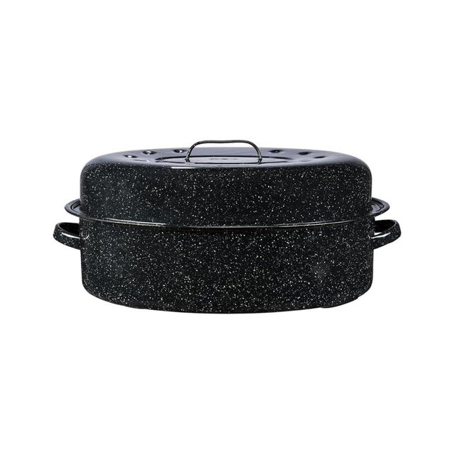 Granite Ware Porcelain Enamel Covered Roaster 20 lb Black