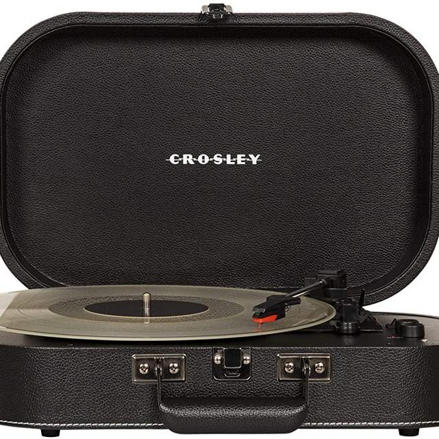 Crosley CR8009A-BK Discovery Vintage Bluetooth 3-Speed Belt-Driven Suitcase Turntable, Black