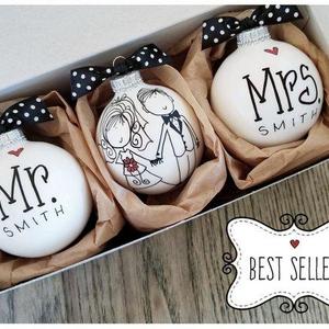 Wedding Gift, Gift for the Couple, Wedding Ornaments, Personalized Couples Gift, Mr. & Mrs. Keepsake, Unique Wedding Gift, "Mr. and Mrs."