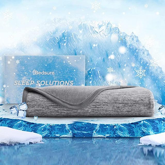 Bedsure Cooling Blanket Queen Size for Hot Sleepers - Summer Blanket Queen Size, Lightweight Thin Blanket, Light and Breathable Bamboo Blanket, Cold Blankets for Night Sweats, 90×90 Inches, Dark Grey