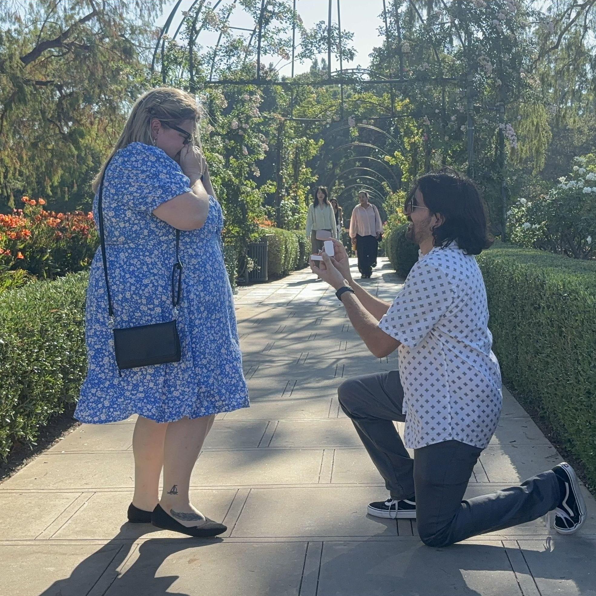 Engaged! At Huntington Gardens in SoCal