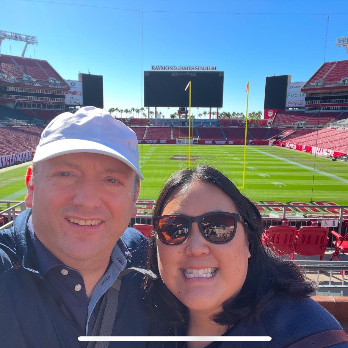 Whichever NFL city we travel to, Val has very thoughtfully booked a tour at the local stadium. She is the best! Raymond James Stadium, Tampa, Florida. December 2024