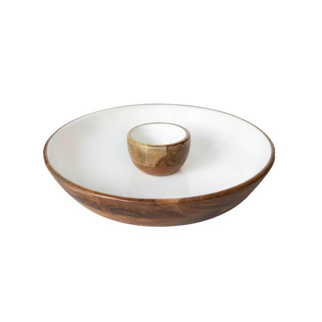 Jeanne Fitz Wood Plus Collection Chip and Dip Serving Bowl, Set of 2
