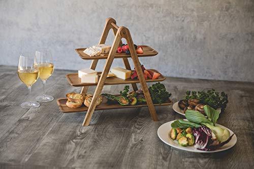 TOSCANA - a Picnic Time Brand 829-03 Three-Tiered Acacia Ladder Serving Station, 14-3/4 Inch