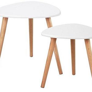 Yaheetech White Gloss Wood Nesting Tables Living Room Sofa Side End Table Set of 2