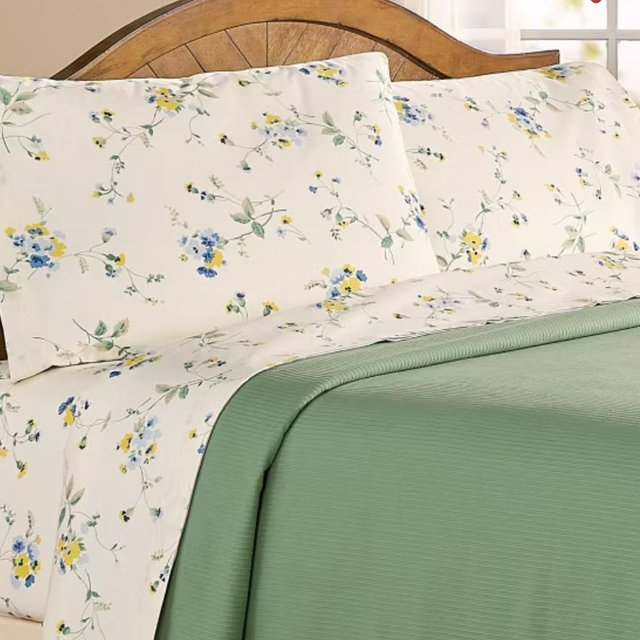 Queen-Wildflower Portuguese Cotton Percale Sheet Set