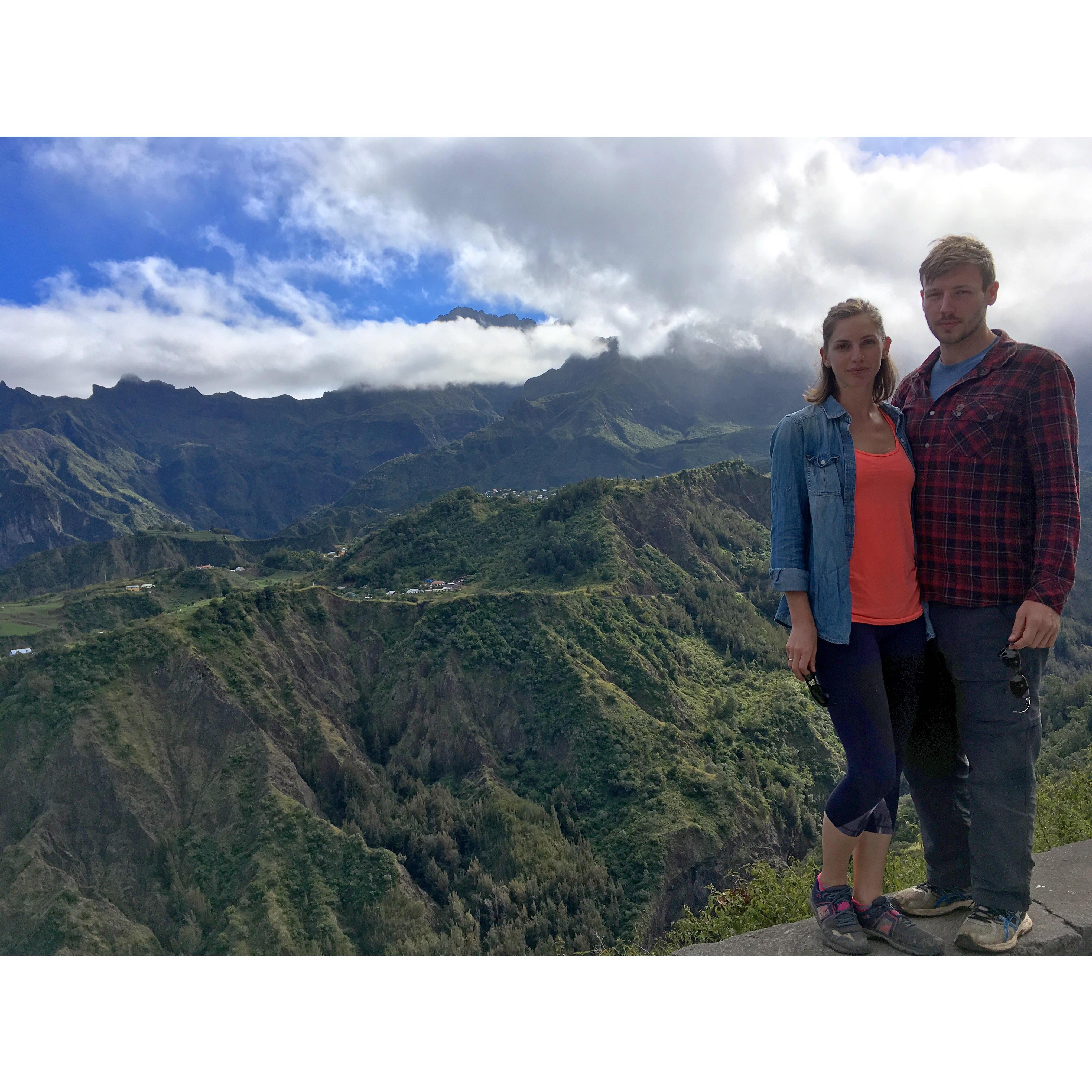 Brett took Ayla on a surprise adventure to Reunion Island and created a 100 item scavenger hunt (this  was #93: have a stranger take your photo and pout) and hiked volcanoes.