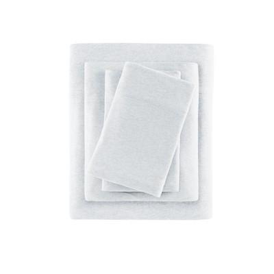 Heathered Cotton Jersey Knit Sheet Set Queen Light Gray