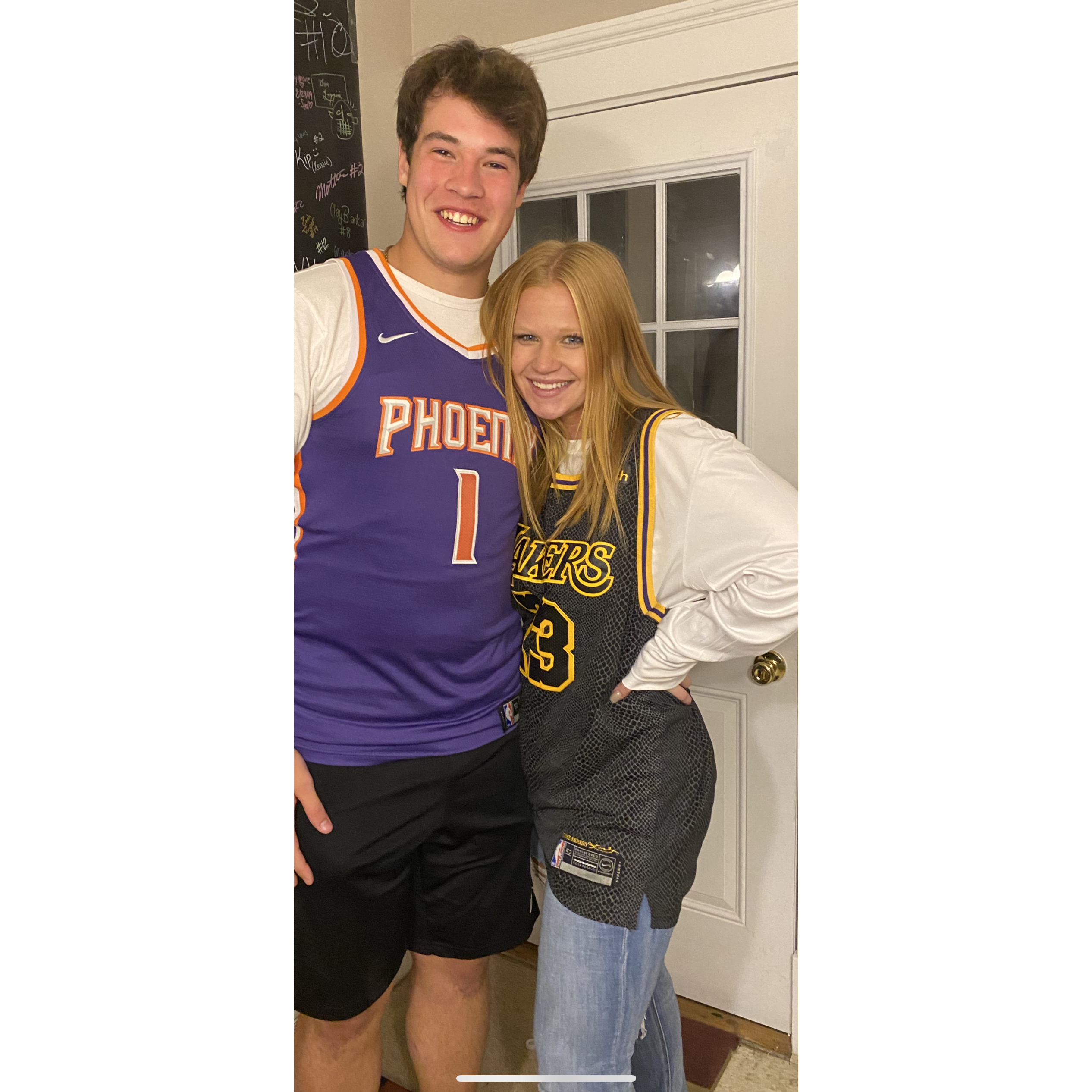 First time I forced him to match me. This wasn't to a jersey party but to one of our favorite houses on campus "Cherry Ave". Nobody else was wearing jerseys