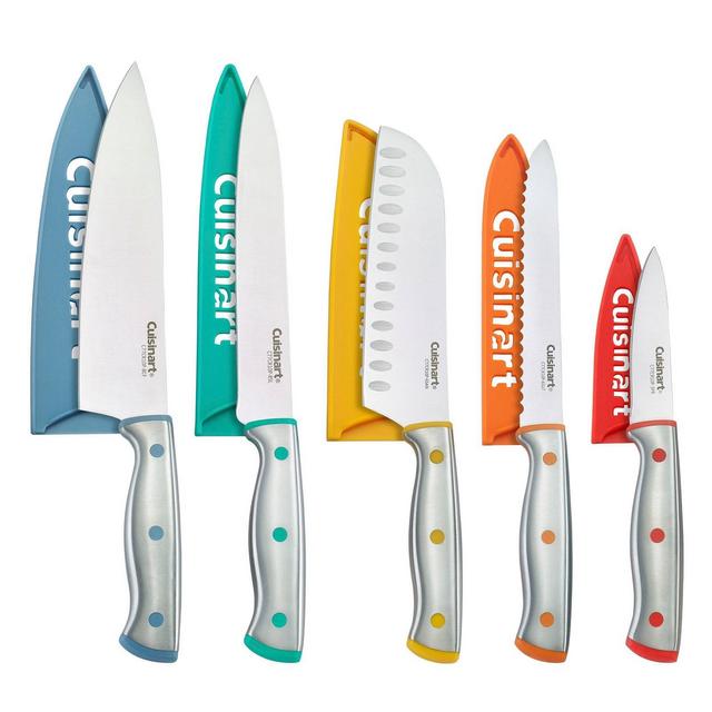 Cuisinart Classic Colorcore Riveted 10pc Stainless Steel Knife Set with Blade Guards Silver/Rainbow - C77CR-10P