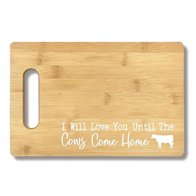 FONDCANYON Housewarming Gifts, i'Ll Love You Till The Cows Come Home Bamboo Cutting Board, New Home Housewarming Cow Love Gifts Cutting Boards Decor For Kitchen, Cow Lover Christmas New Home Gift