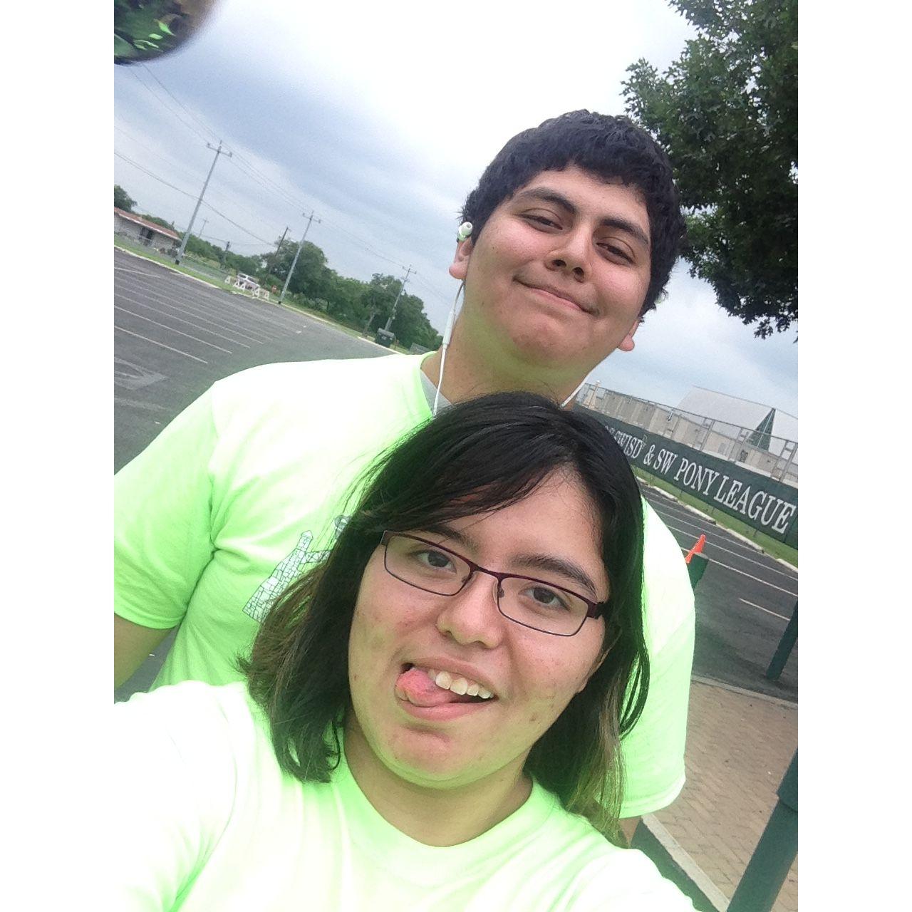 Excuse the highlighter shirts, we were getting ready to graduate. Who cares that this wasn't really the school colors! They were for our class!