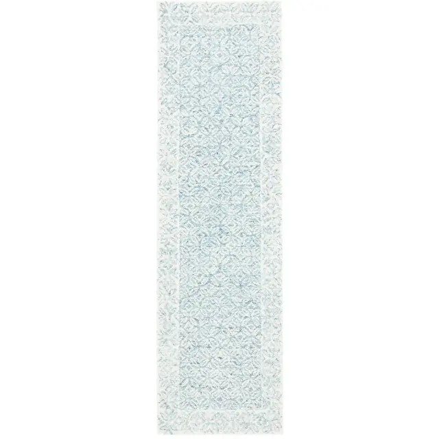 Abstract ABT342 Handmade Indoor Runner - Blue/Ivory - 2'-3"x6' - Safavieh