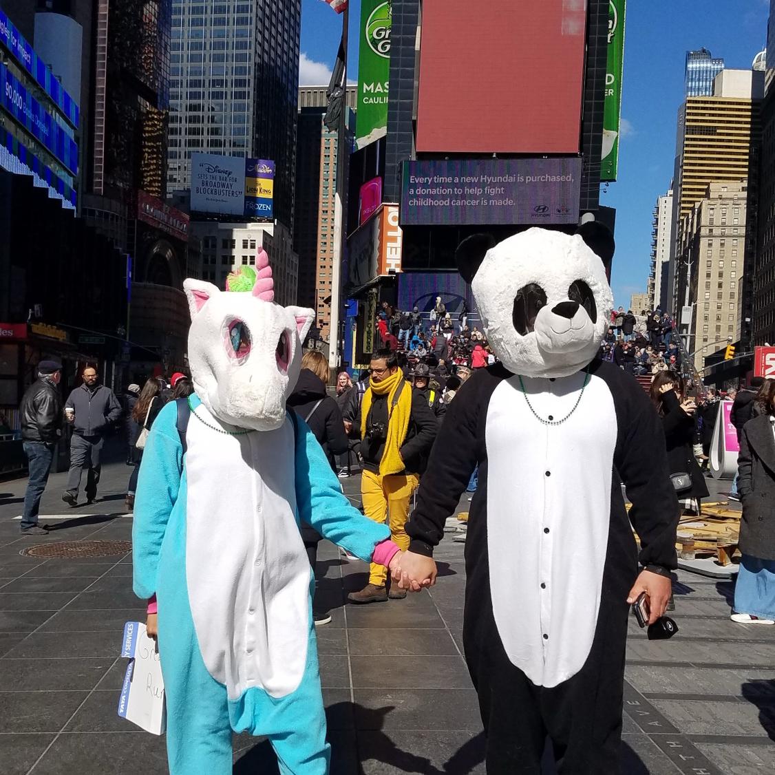 We found one way to create personal space in Times Square.