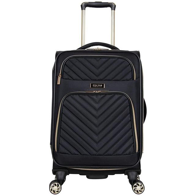 Kenneth Cole Reaction Women's Chelsea 20" Chevron Quilted Softside Expandable 8-Wheel Spinner Carry-On Suitcase, Black, Inch