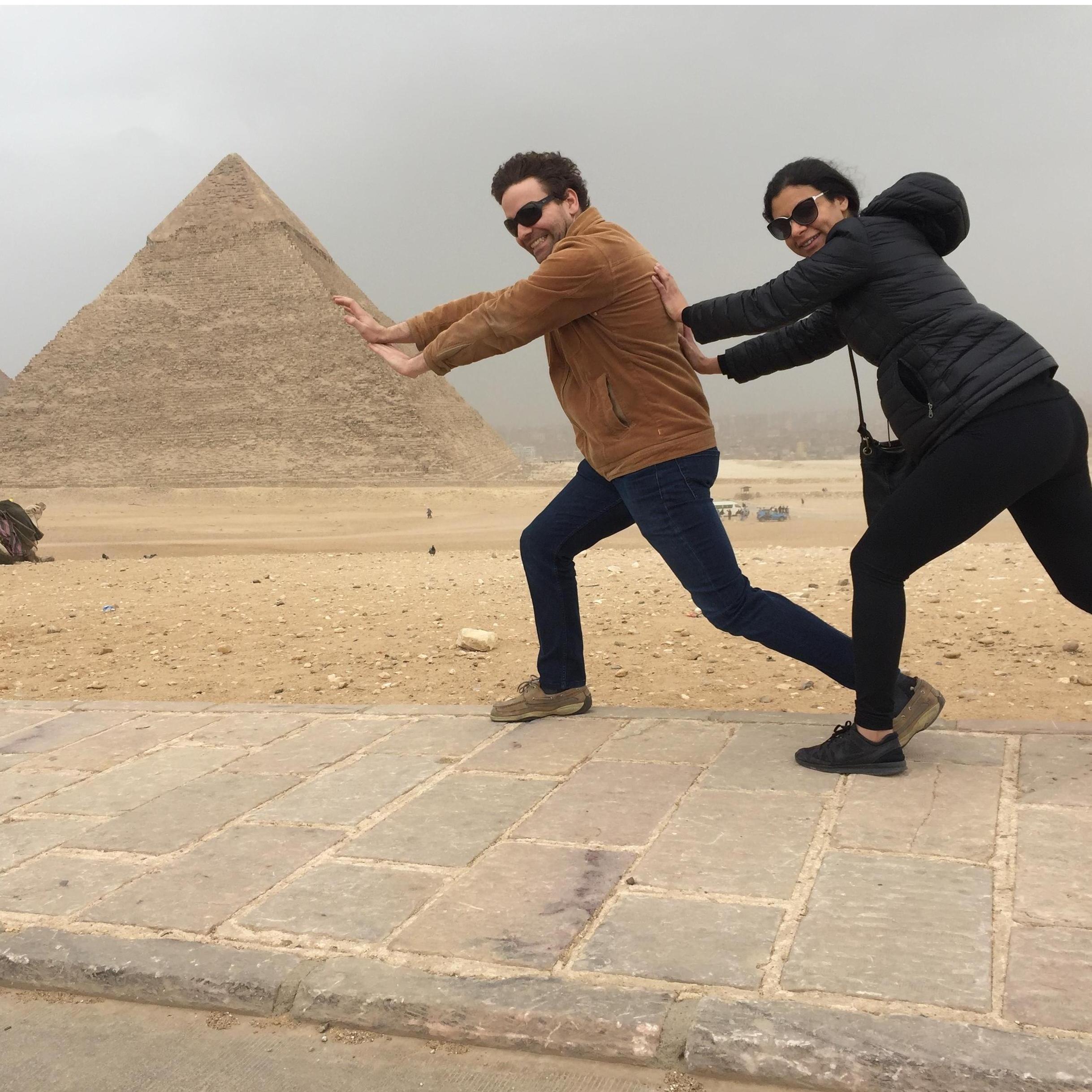 March 2019 - Everyone gets forced into taking corny pictures by the pyramids.