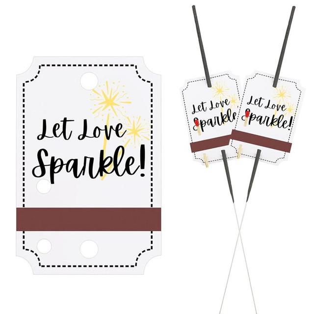 100PCS Kraft Wedding Send-Off Tags with Built-in Match Striker, Rustic ‘Let Love Sparkle’ Decor White Paper Sleeves for Ceremony Grand Exit, Anniversary, Parties, Graduation Favors, Engagement Event