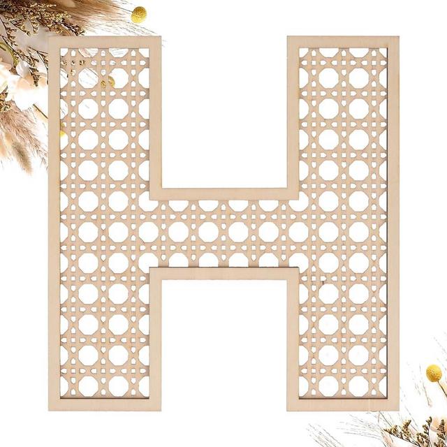 Wooden Rattan Letters 8 inch Wood Letters H for Wall Decor Crafts Boho Nursery Decor for Baby Shower Wedding Bedroom Name Signs Large Rustic Letter Home Decoration